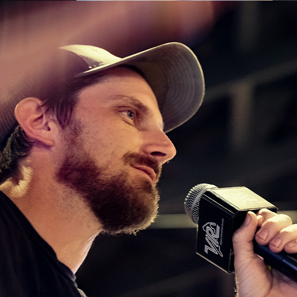 Awards ceremony speaker with microphone