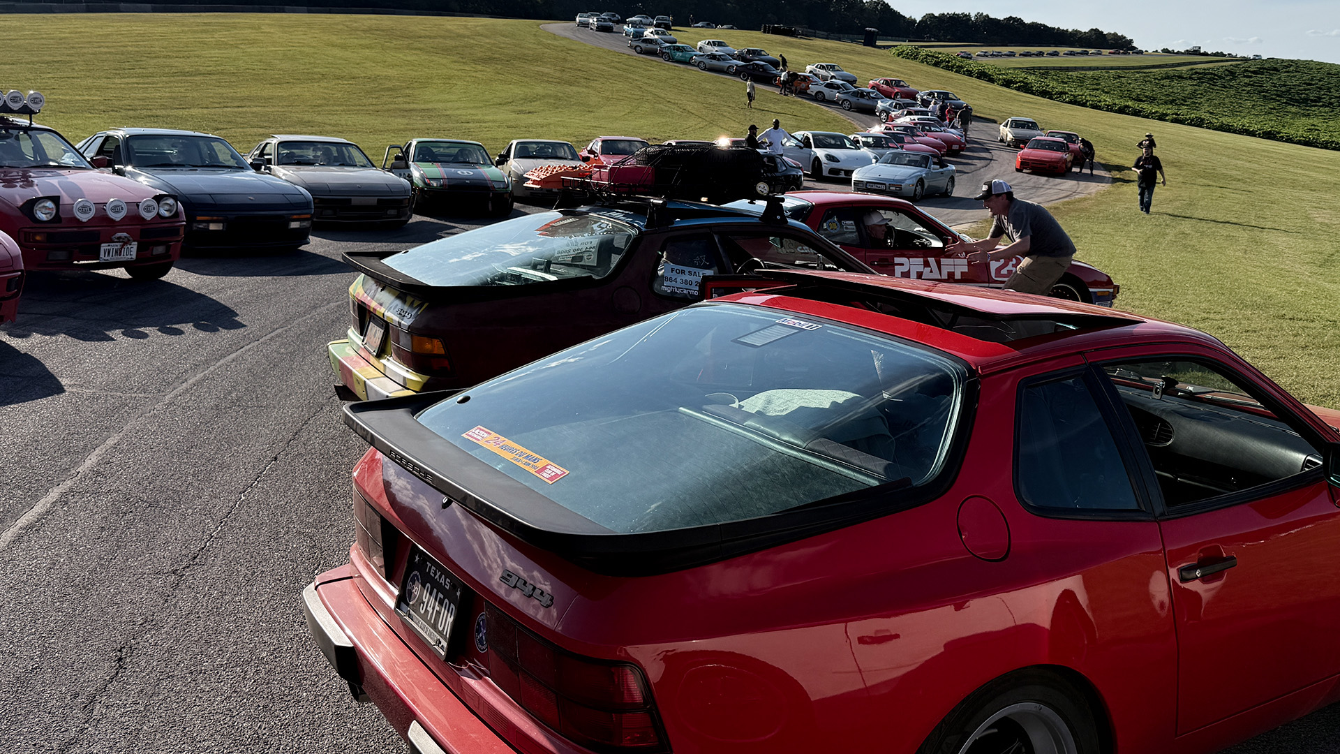 Cars lined up on track